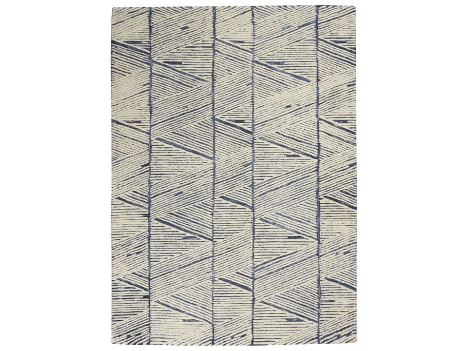 Colorado Abstract Hand-Tufted Wool Area Rug 8'3" x 11'6" White Blue