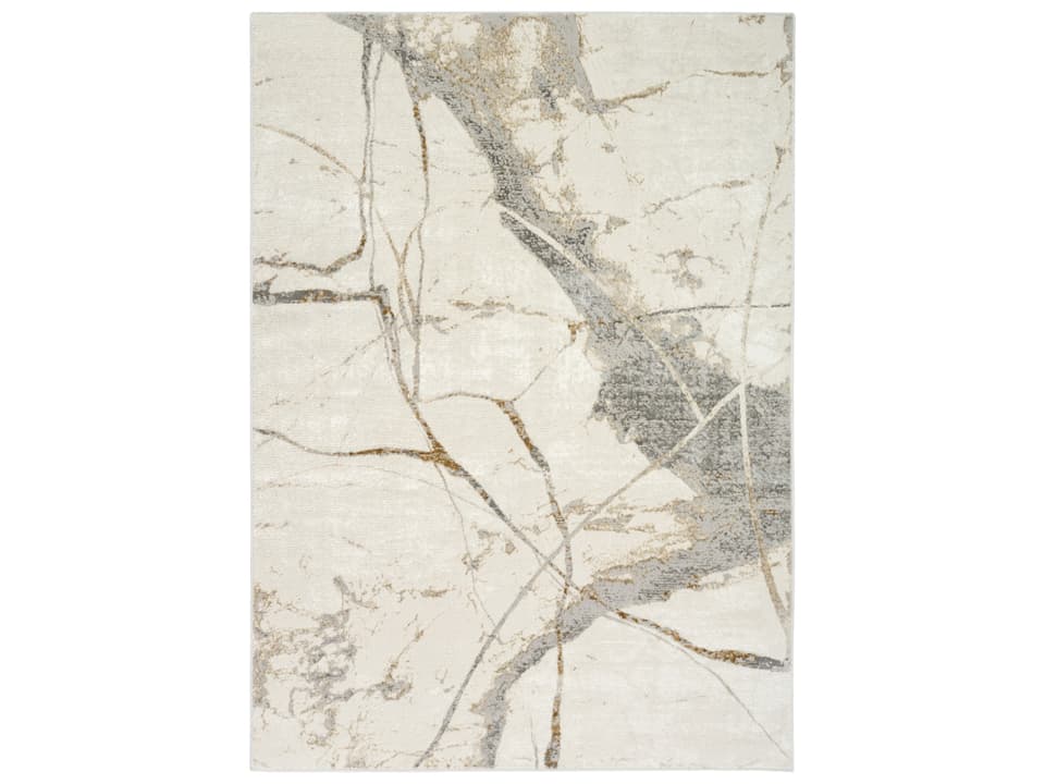Compass Abstract Machine-Made Area Rug in Ivory Multicolor