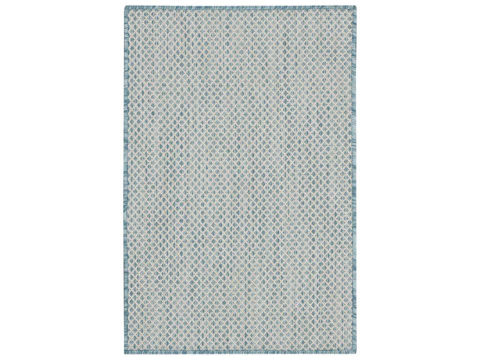 Courtyard COU01 Ivory Aqua Geometric Indoor Outdoor Area Rug