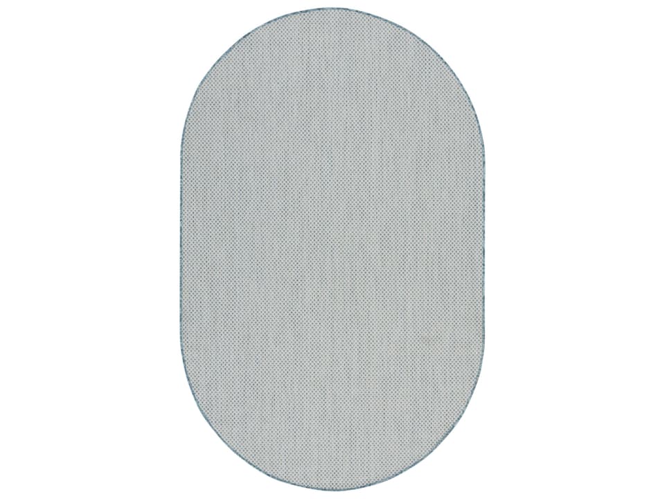 Courtyard Oval Area Rug in Ivory Aqua