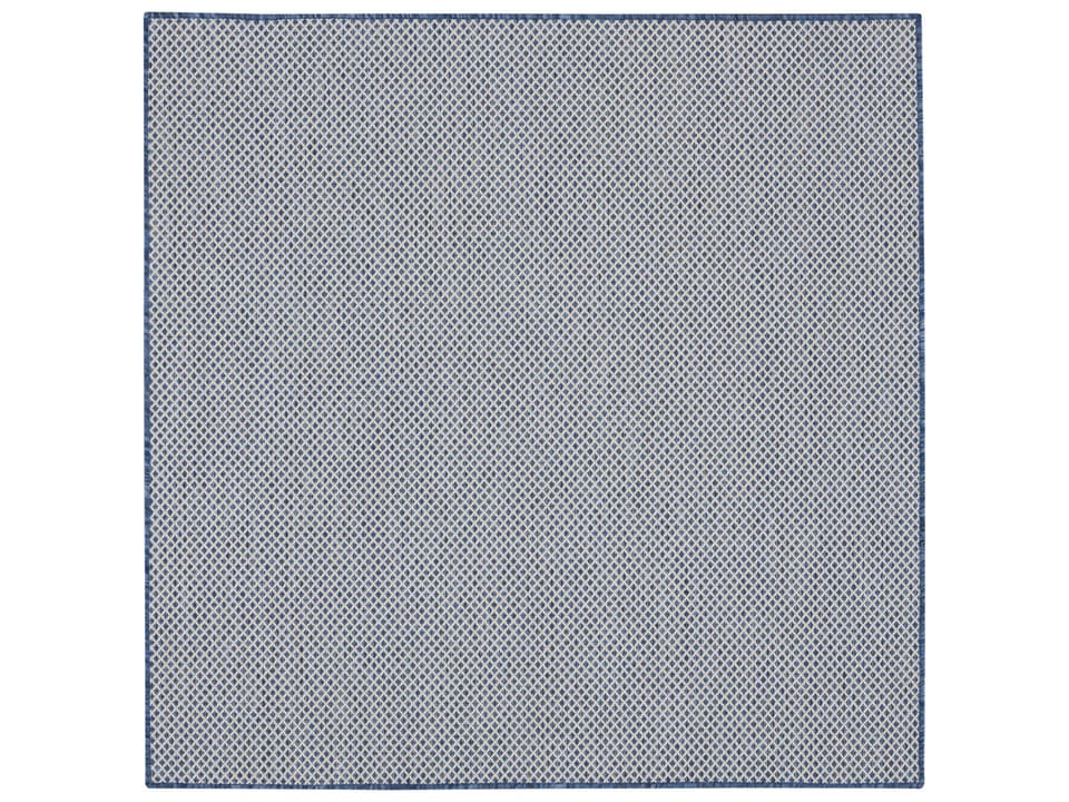 Courtyard COU01 5-Foot Square Geometric Indoor Outdoor Area Rug in Ivory Blue