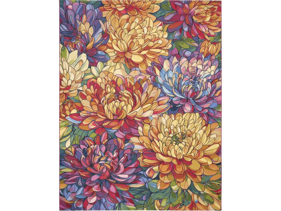Color Splash Floral Indoor Outdoor Flatweave Area Rug Multicolor