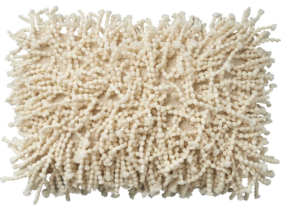 Shag Rectangle Polyester Blend Pillow in Ivory