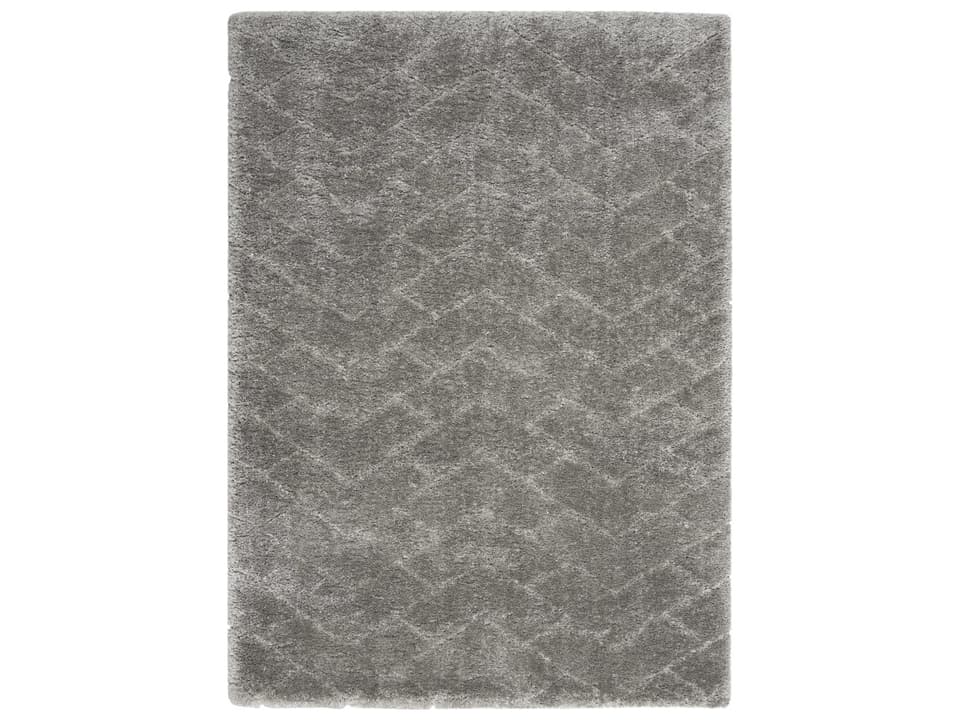 Dreamy Shag Cobbled Chevron Polyester Area Rug in Grey
