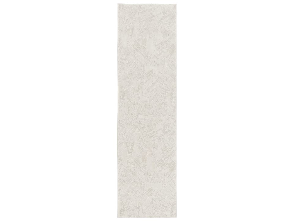 Desire Abstract Ivory Power-Loomed Runner Area Rug with High-Low Pile
