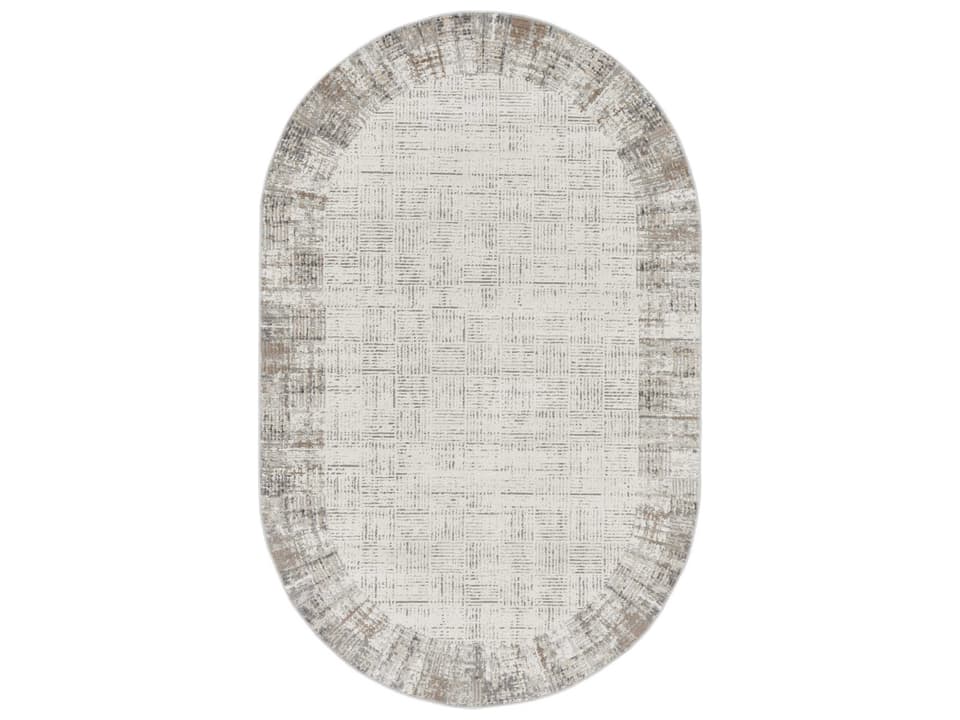 Elation Oval Abstract Ivory Grey Area Rug