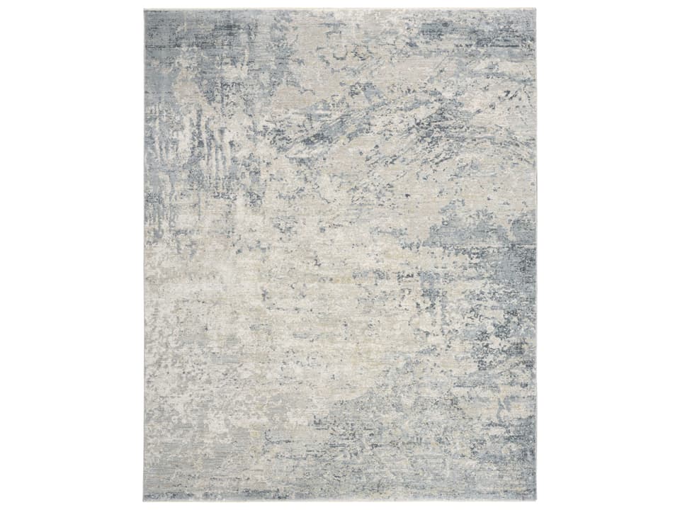Envy Abstract Blue Silver Area Rug with High-Low Texture