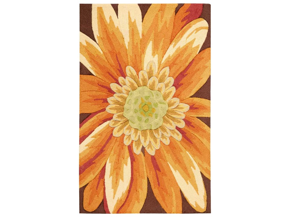 Fantasy Floral Hand Hooked Area Rug in Multicolor Polyester
