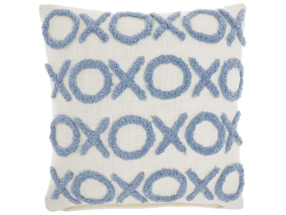 Lifestyle Ocean 18 Inch Cotton Throw Pillow with Tufted XOXO Pattern