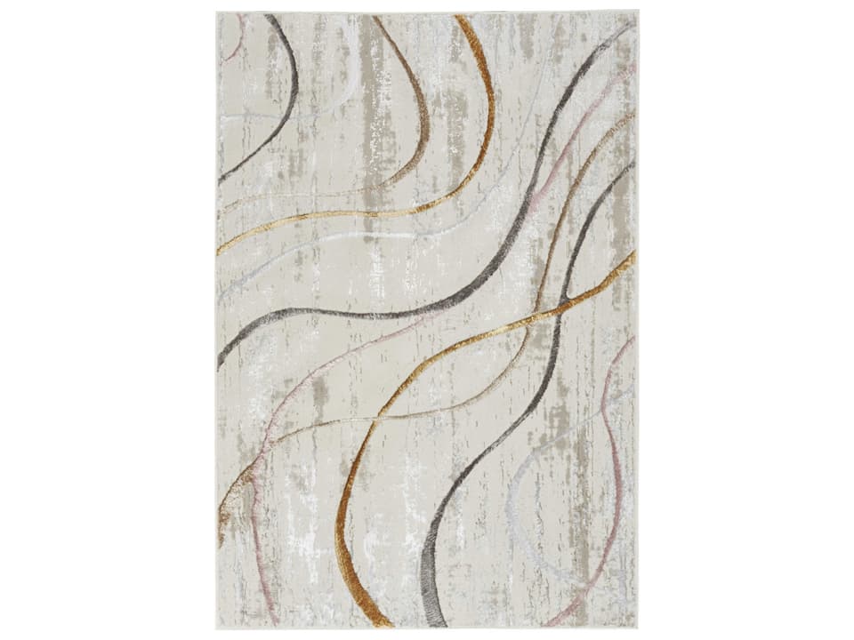 Glitz Abstract Area Rug Polyester Ivory Multi