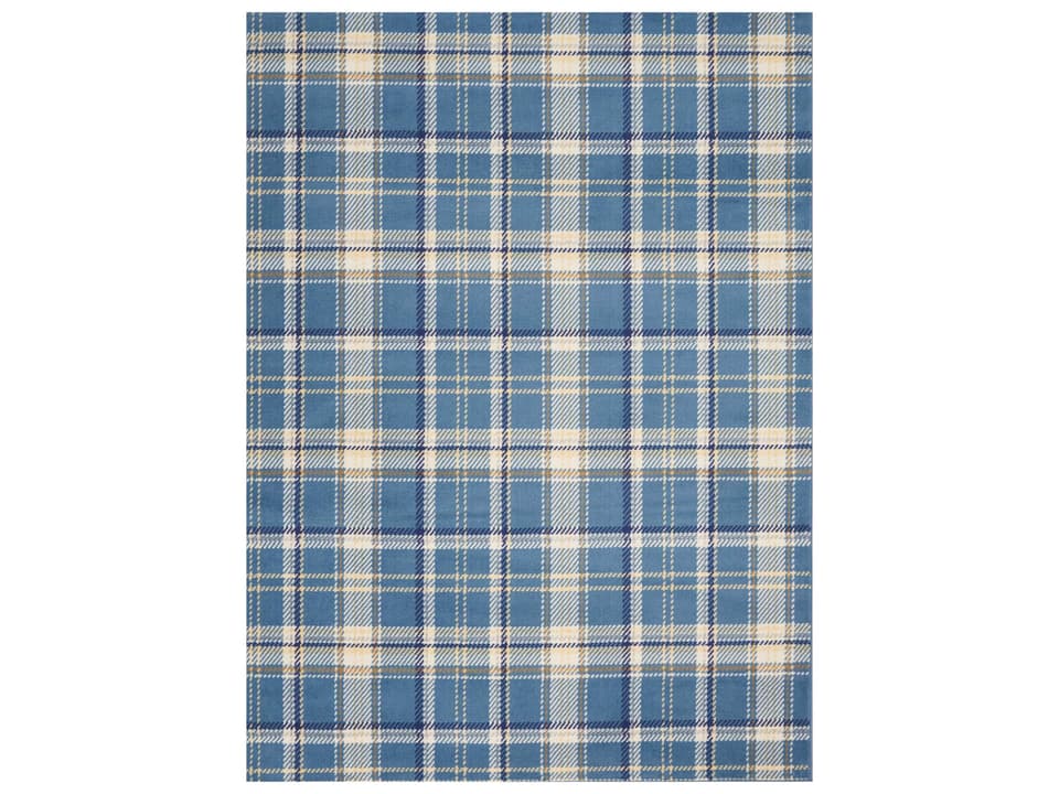 Grafix Plaid Area Rug in Blue and Beige