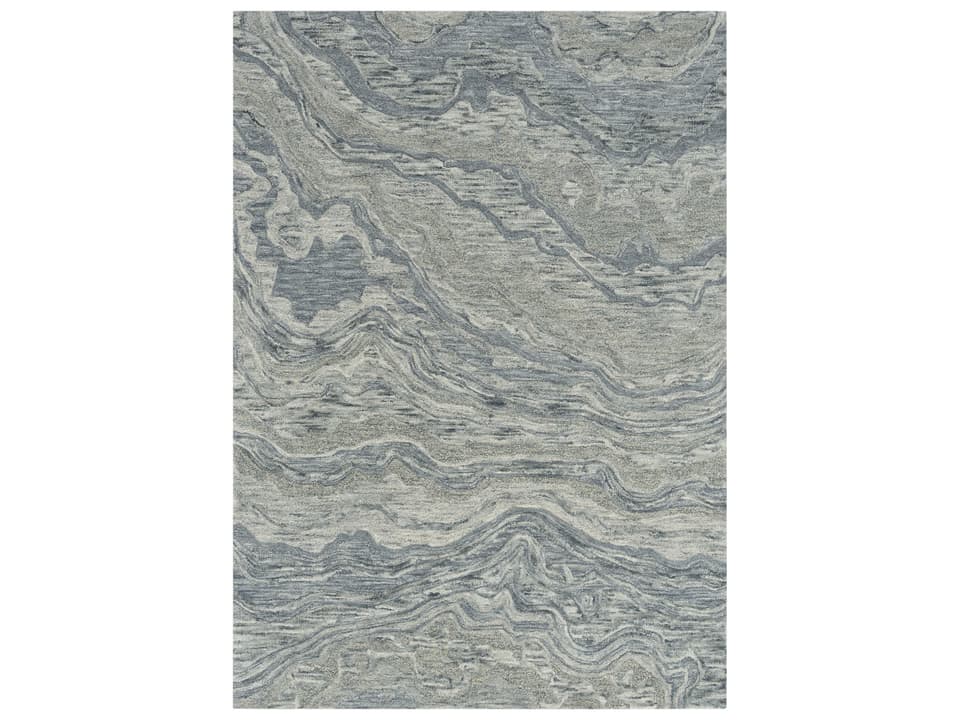 Graceful Abstract Wool Area Rug in Blue