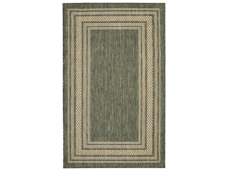 Horizon Indoor Outdoor Area Rug with Geometric Border in Green