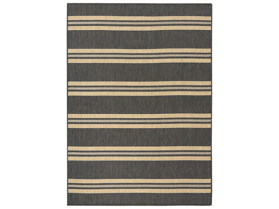 Horizon Striped Indoor Outdoor Area Rug in Charcoal Grey