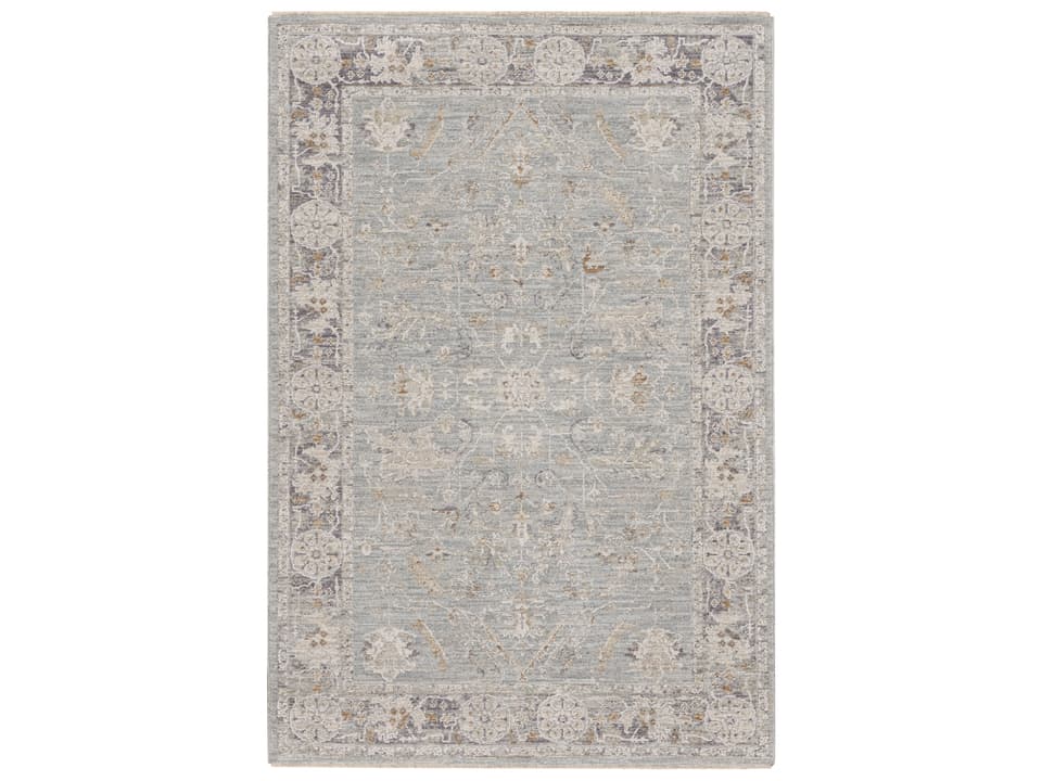 Infinite IFT01 Vintage Persian Floral Area Rug in Blue Ivory