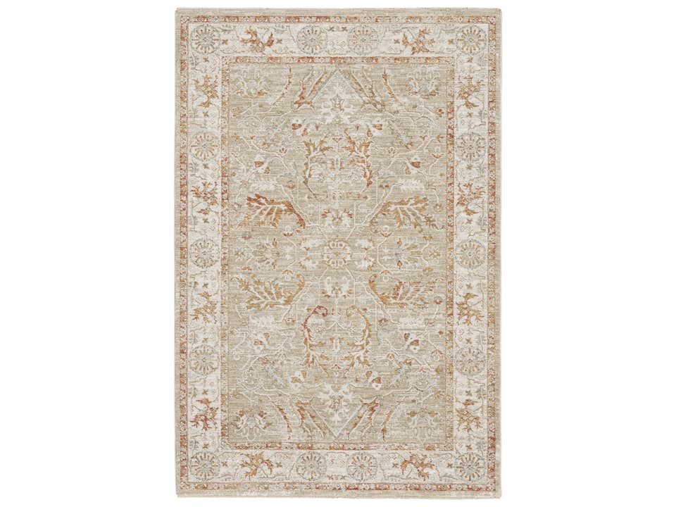 Infinite Sage Ivory Vintage Persian Bordered Area Rug