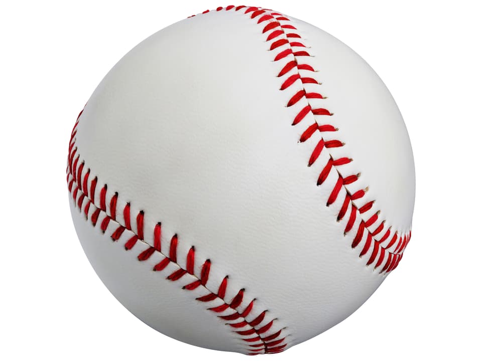 Imagination Graphic Round Area Rug in White with Baseball Design