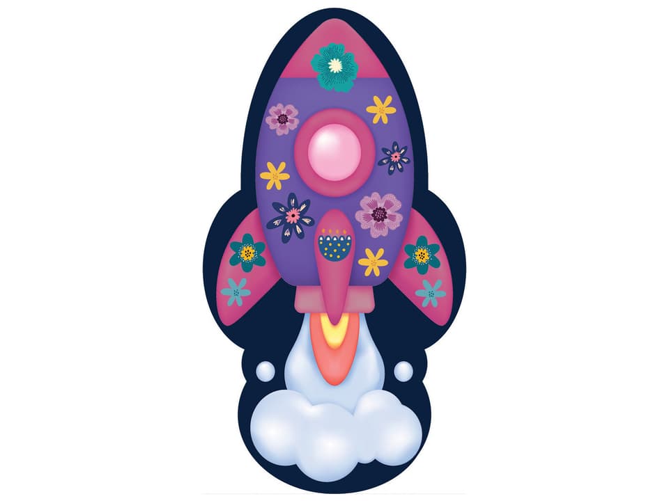 Imagination Graphic Rocketship Kids Area Rug in Multicolor