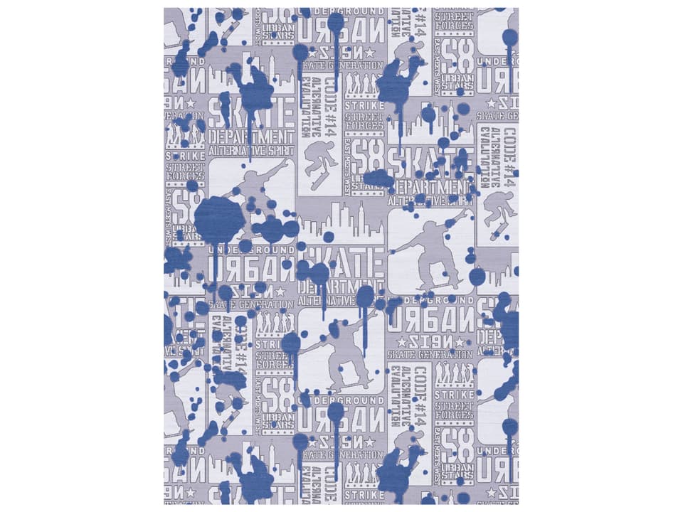 Imagination Graphic Area Rug Blue Machine Washable