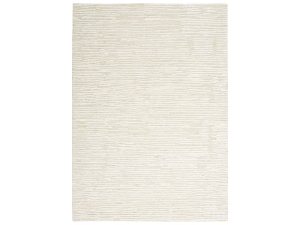 Calvin Klein Linear Striped Area Rug in Ivory Wool Blend
