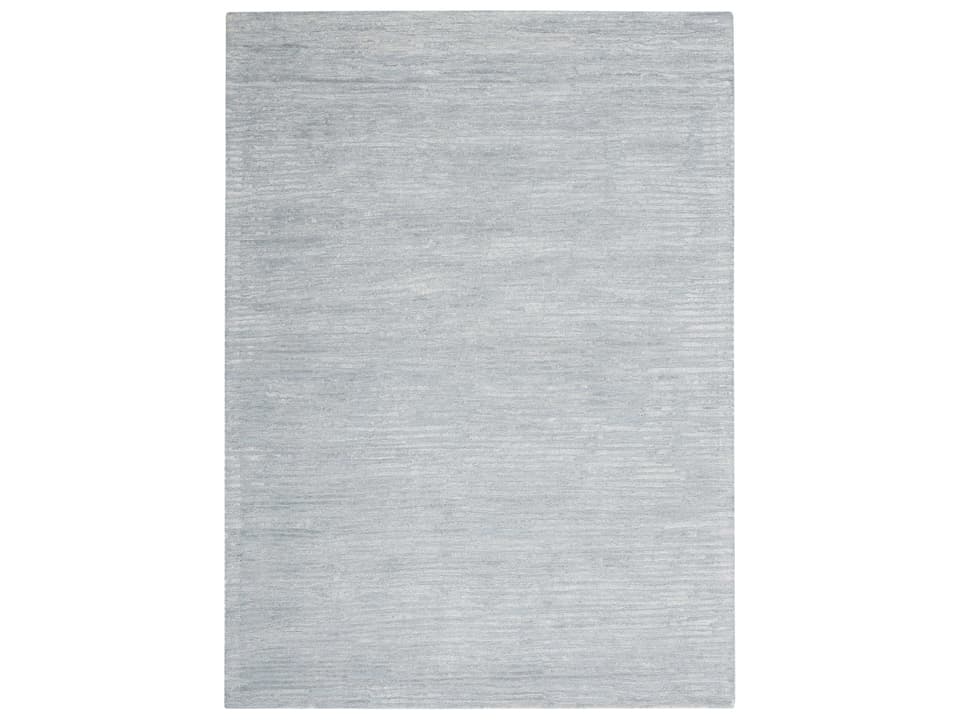 Calvin Klein Linear Modern Wool Blend Area Rug in Light Blue