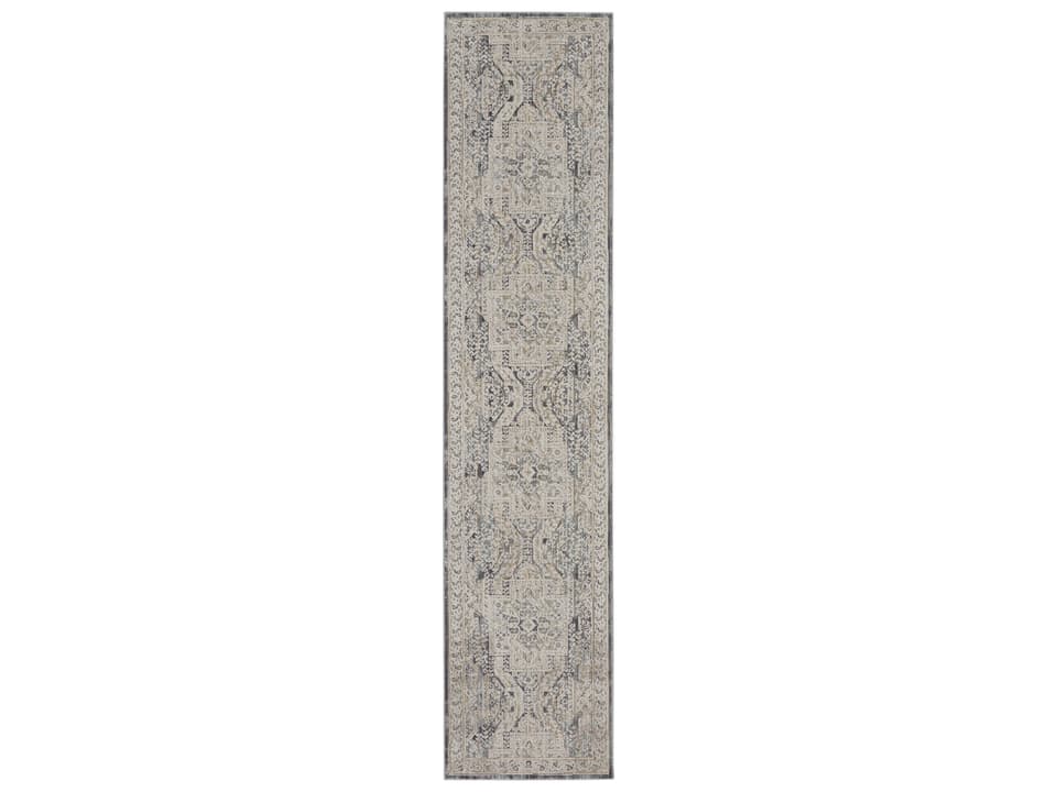 Lynx Collection Power-Loomed Polyester Runner Rug in Ivory Charcoal