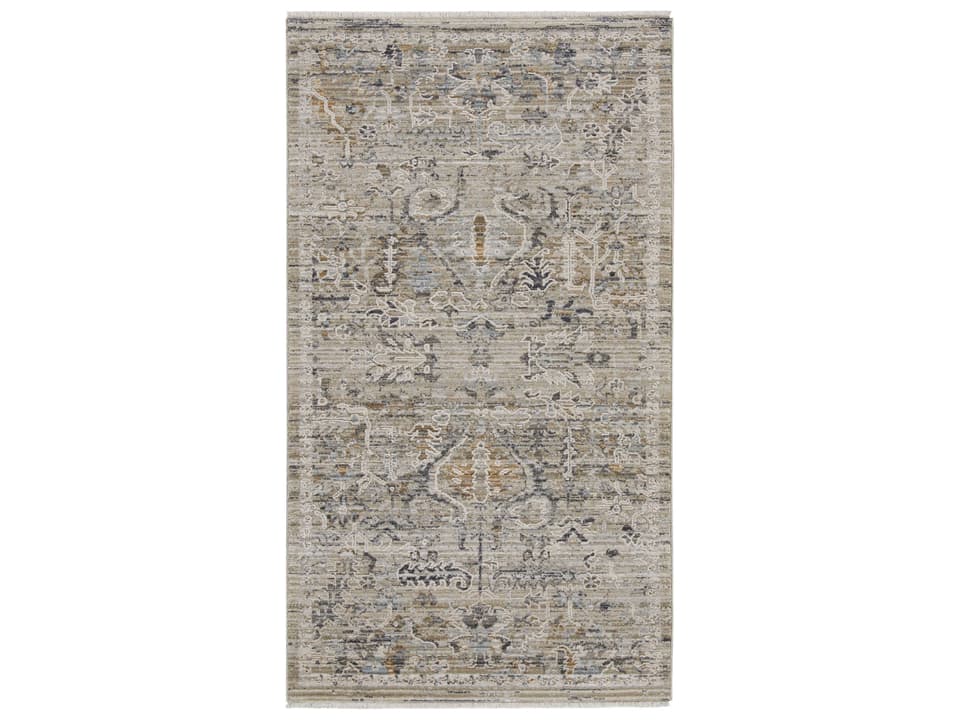 Lynx Vintage Ivory Taupe Power-Loomed Polyester Area Rug