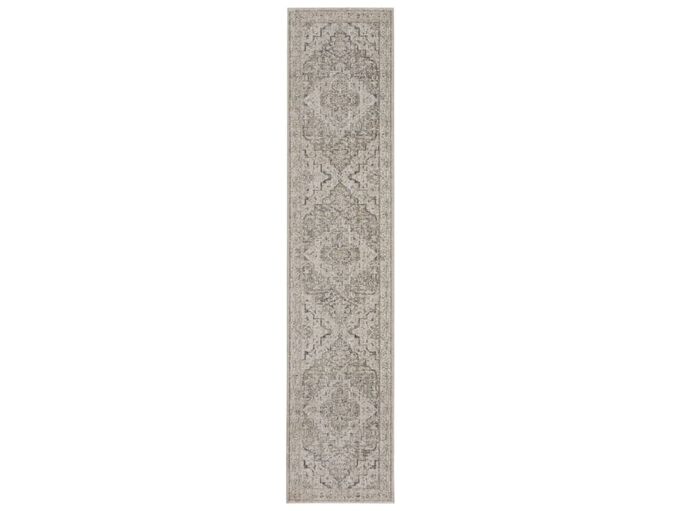 Lynx LNX04 Traditional Floral Medallion Power-loomed Runner Rug in Ivory Taupe