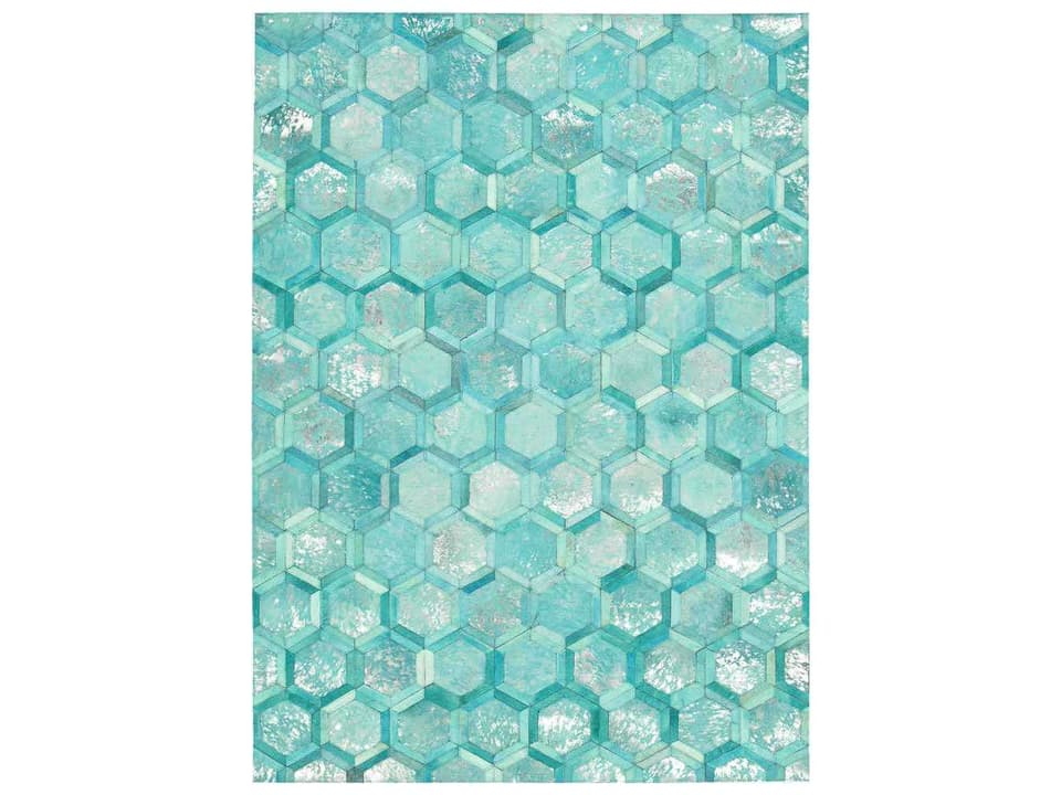 City Chic Geometric Area Rug in Hand-Made Hair-on-Hide Leather