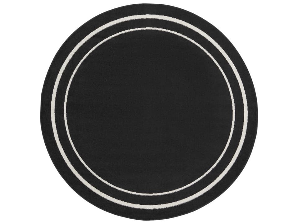 Essentials 4-Foot Round Indoor Outdoor Area Rug in Black Ivory