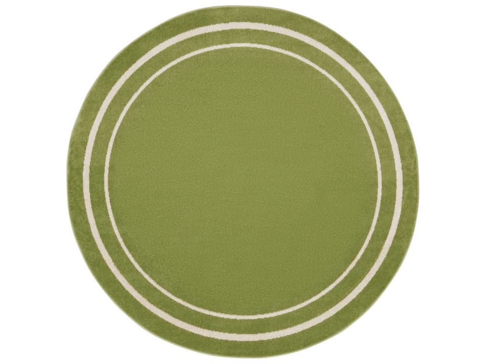 Essentials Green Ivory Round Indoor Outdoor Polypropylene Area Rug