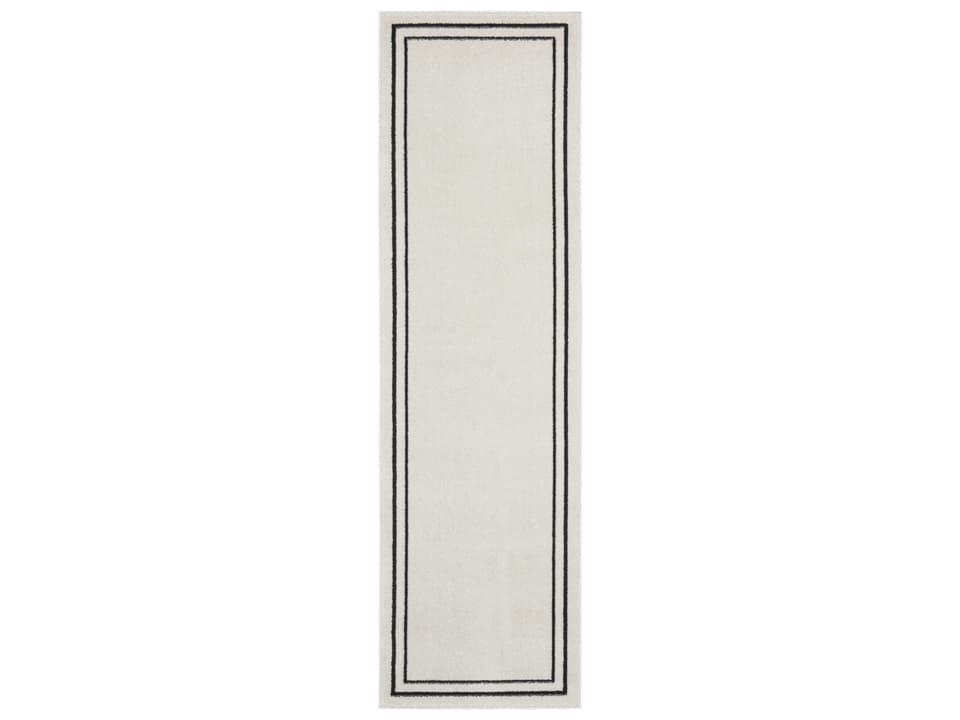 Essentials NRE02 Indoor Outdoor Polypropylene Runner Rug in Ivory Black