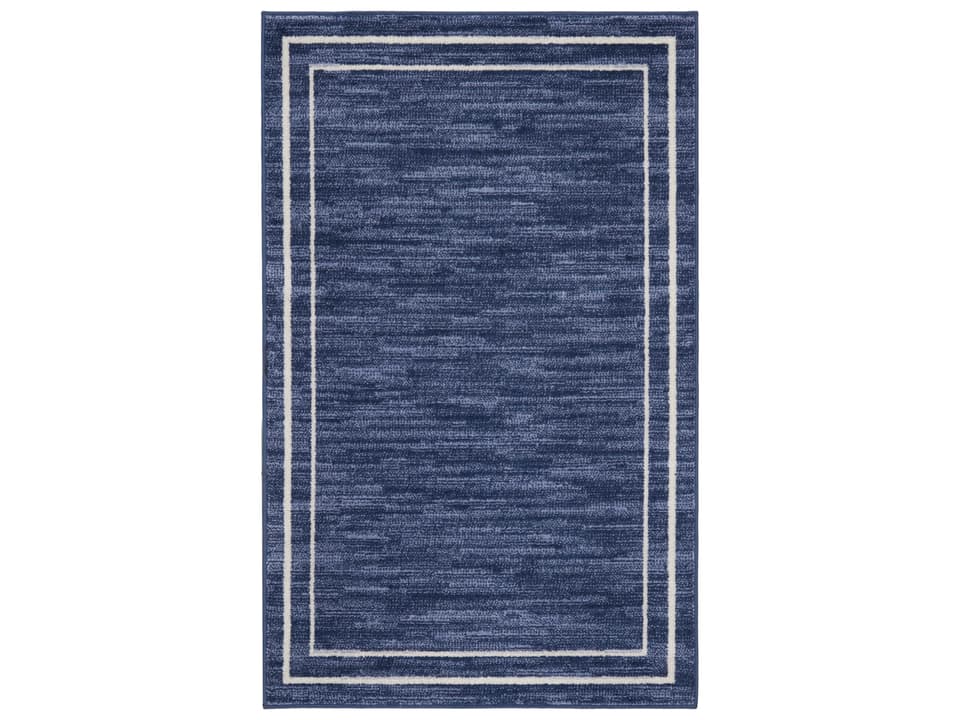 Essentials Contemporary Indoor Outdoor Area Rug in Navy and Ivory