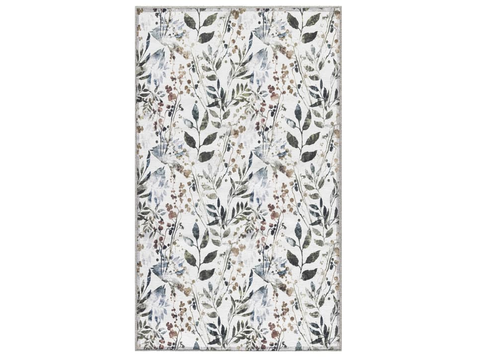 Washables NWB05 Ivory Multicolor Floral Area Rug