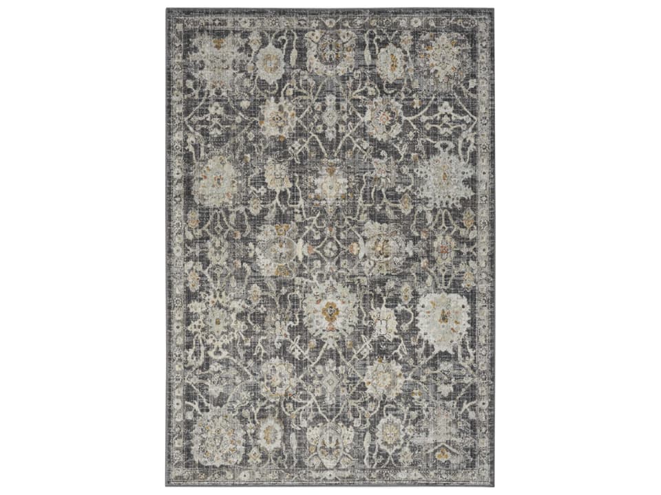 Oushak Home Rectangular Charcoal Area Rug Vintage Persian Style