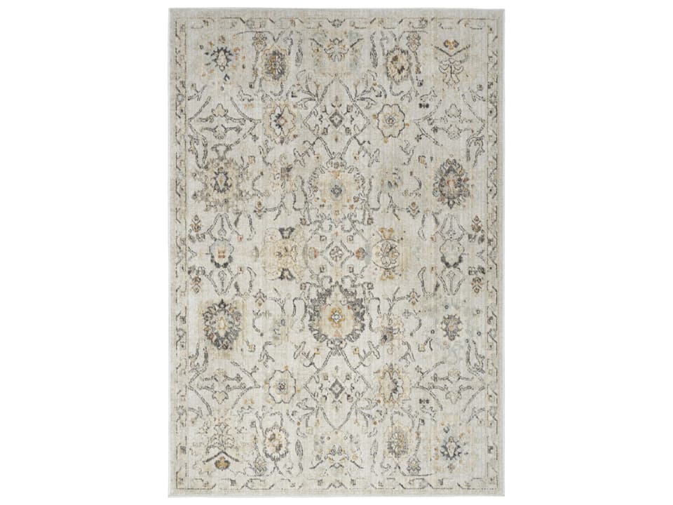 Oushak Home Rectangular Area Rug in Grey with Persian Floral Design