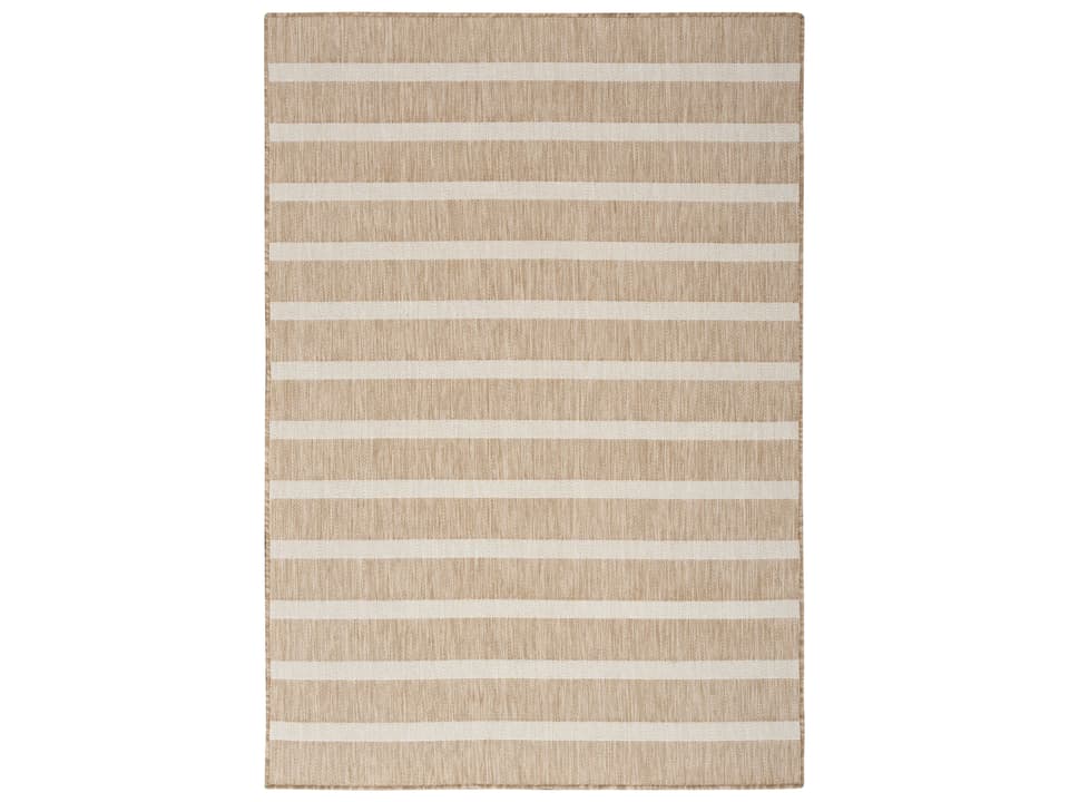 Positano Striped Indoor Outdoor Area Rug in Beige Ivory