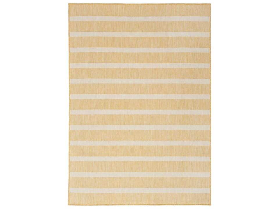 Positano Rectangle Area Rug Yellow Ivory Striped Indoor Outdoor