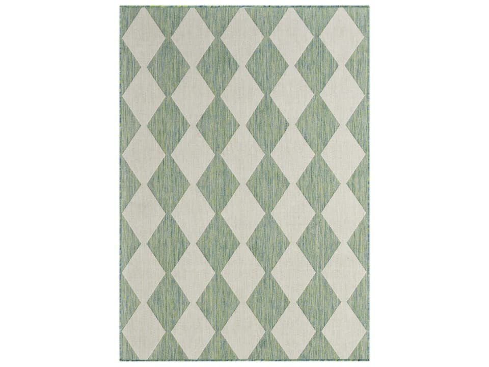 Positano Geometric Indoor Outdoor Area Rug in Blue Green
