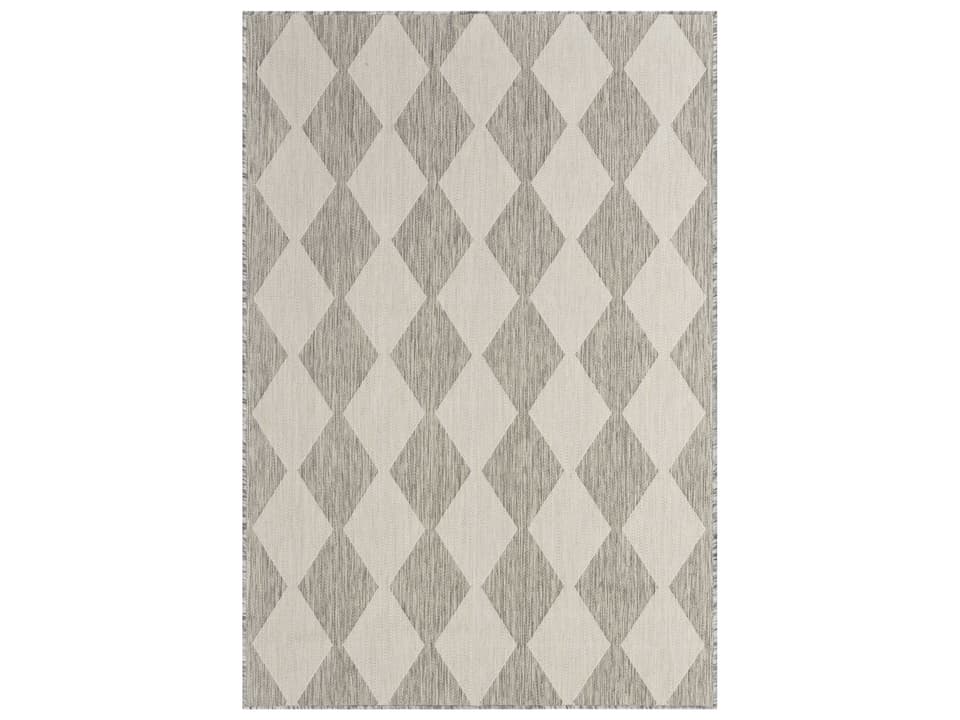 Positano Light Grey Geometric Indoor Outdoor Area Rug