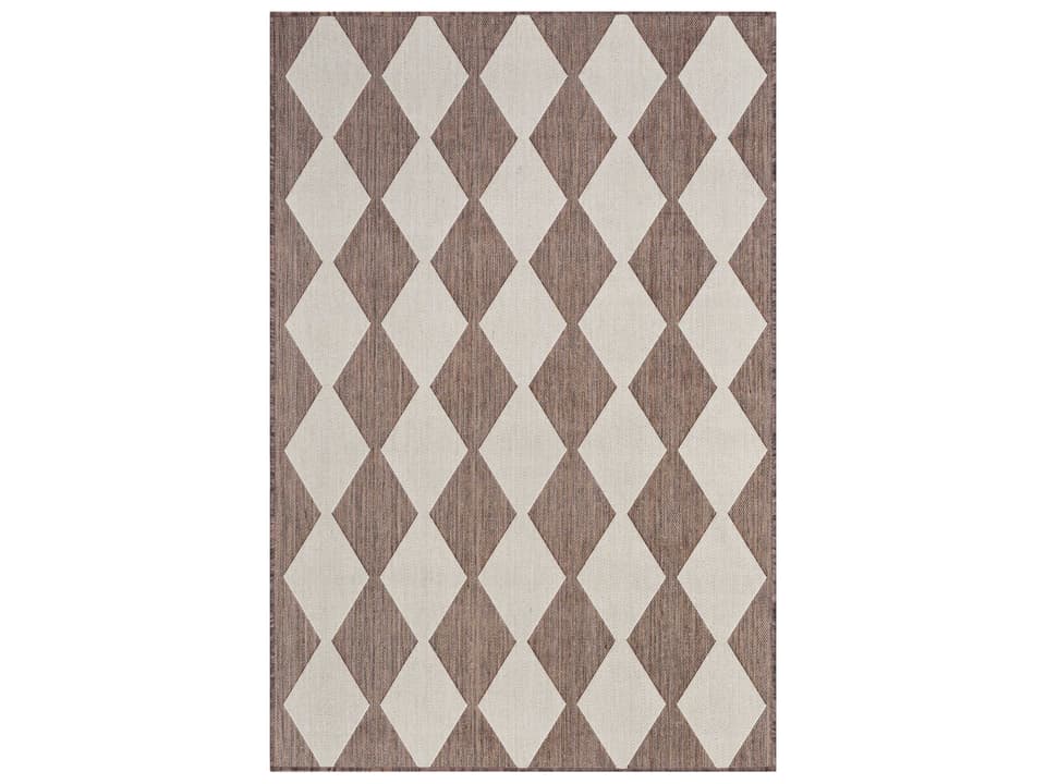 Positano Indoor Outdoor Flatweave Area Rug in Natural with Diamond Pattern
