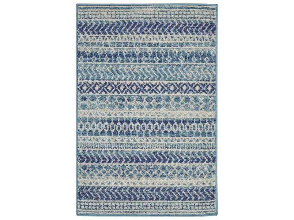 Passion Geometric Area Rug in Navy Blue