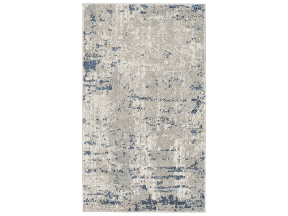 Quarry QUA01 Abstract Power-Loomed Area Rug Ivory Grey Blue