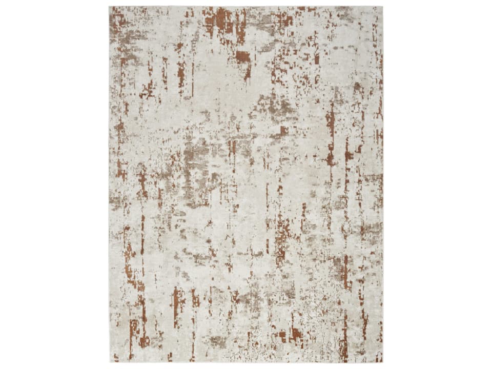 Quarry Abstract Indoor Area Rug in Ivory Rust