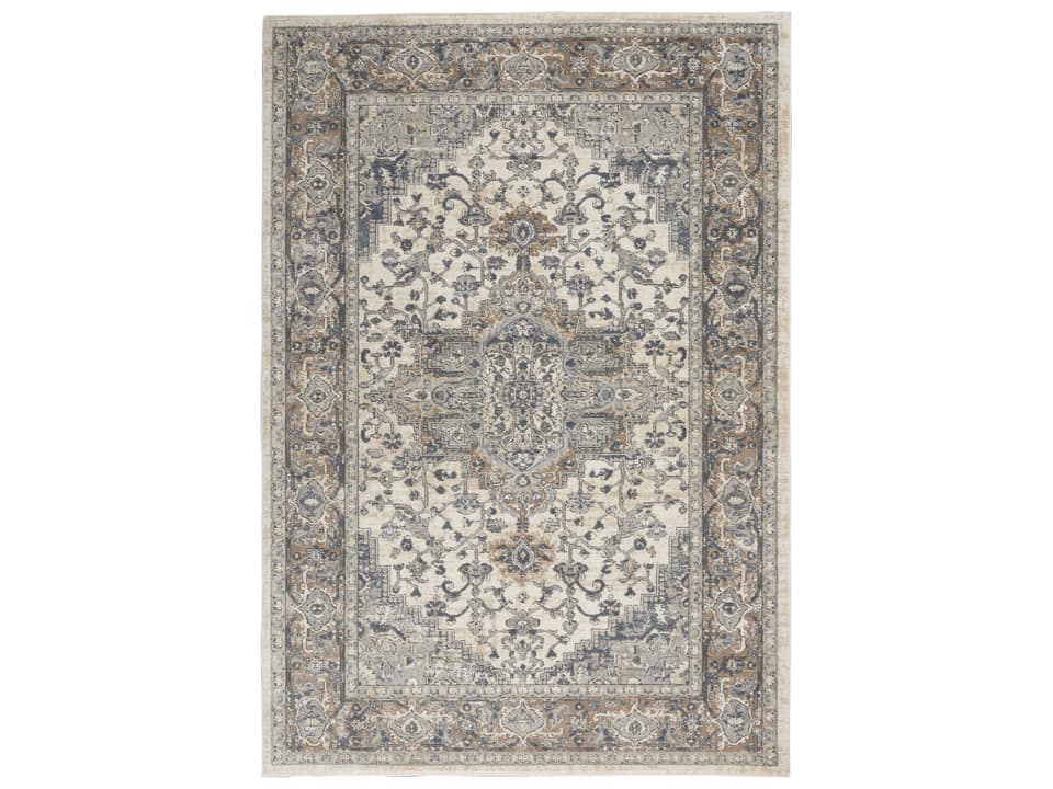Quarry Traditional Persian Area Rug in Ivory Grey