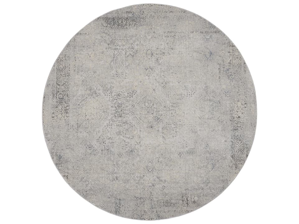 Rustic Textures RUS09 Round Area Rug in Ivory Light Blue