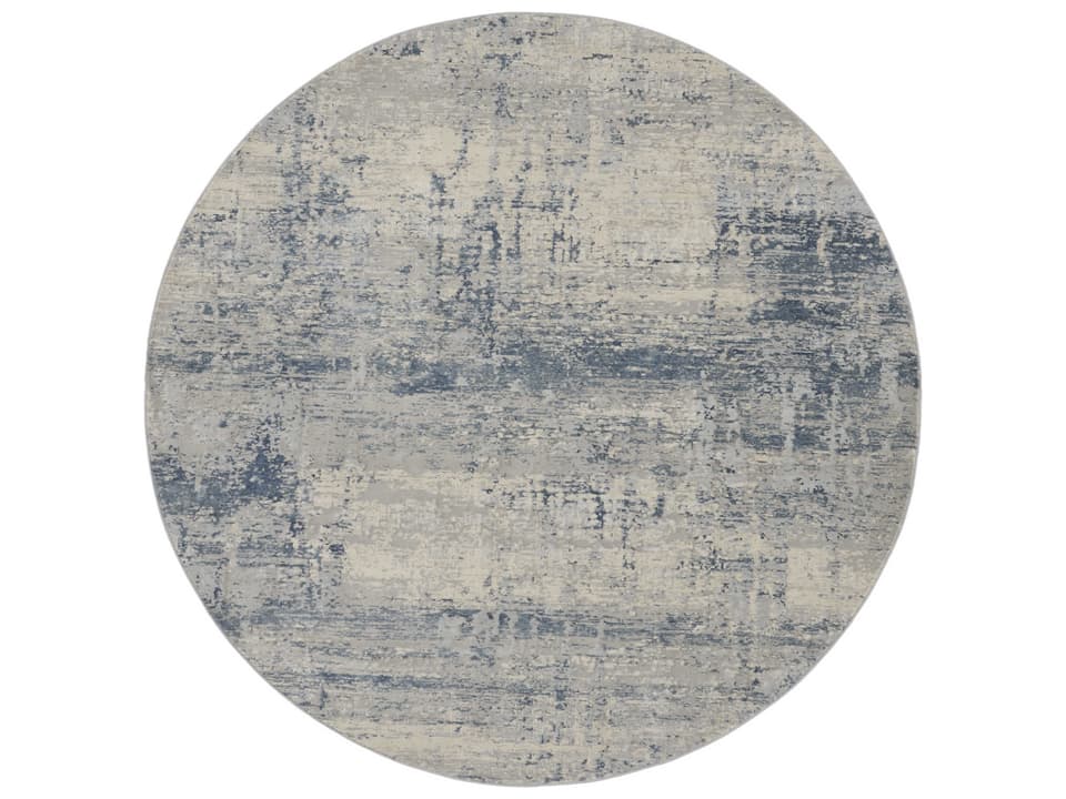 Rustic Textures RUS10 Ivory Blue Abstract Round Area Rug