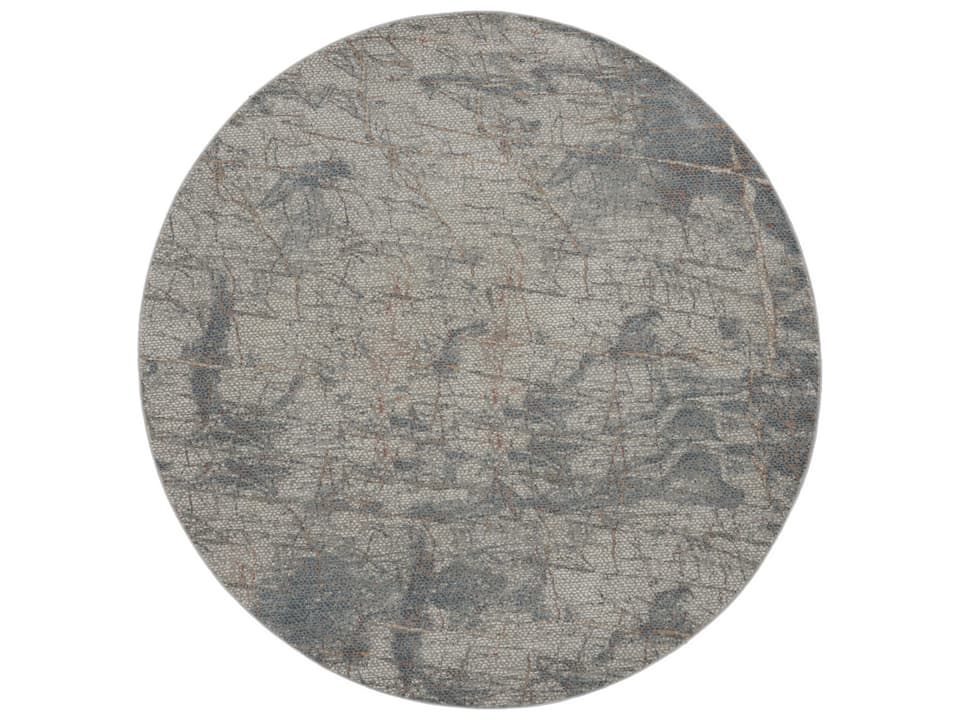 Rustic Textures Round Area Rug Light Grey Blue Abstract