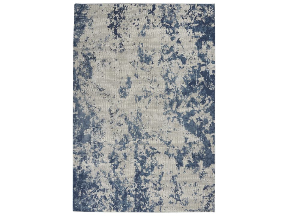 Rustic Textures Abstract Area Rug in Grey Blue
