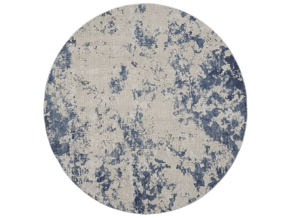 Rustic Textures 7'10" Round Area Rug in Grey Blue